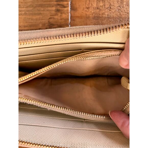 PRADA Saffiano Leather Long zip around Wallet in Cream - Picture 11 of 14